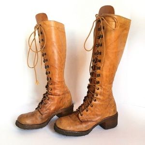 Vintage 70s knee high lace up zodiac like boots